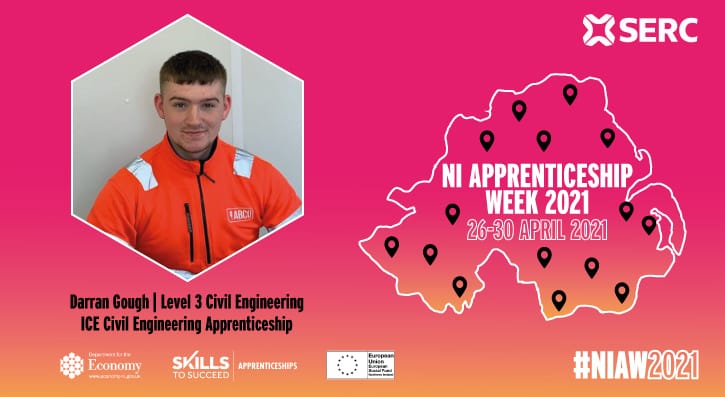 NI Apprenticeship Week Graphic with photo of Darran Gough